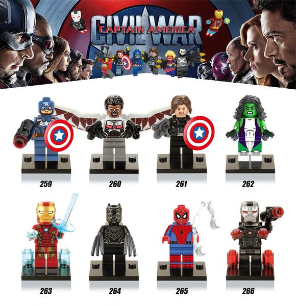 2019 Captain America 3 Civil War Iron Man Falcon Winter Solider She Hulk Black Panther War Machine Minifigure Building Blocks X0114 From Kondayjy