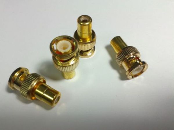 

50pcs gold plated bnc male plug to rca female jack coax cable video connector