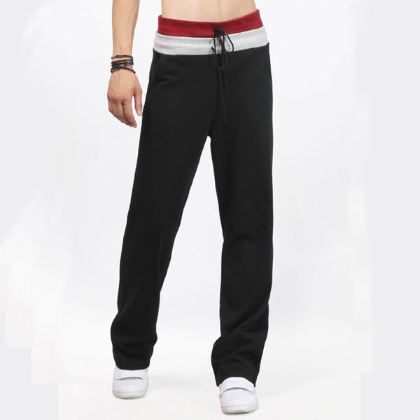 

wholesale-new men gym pants casual mens tracksuit sport straight trouser cotton fitness workout loose joggers running sweat pants outdoor, Black