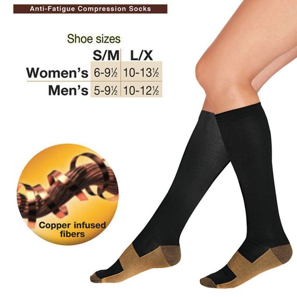 

wholesale-comfortable relief soft miracle copper anti-fatigue compression socks tired achy women men anti fatigue magic socks, Black
