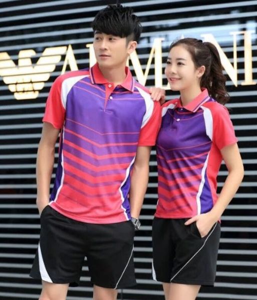 

table tennis jersey ,polyester women/men jersey shorts,lover's t-shirt patchwork polo collar sport shirt quick dry tee badminton suit, White;black