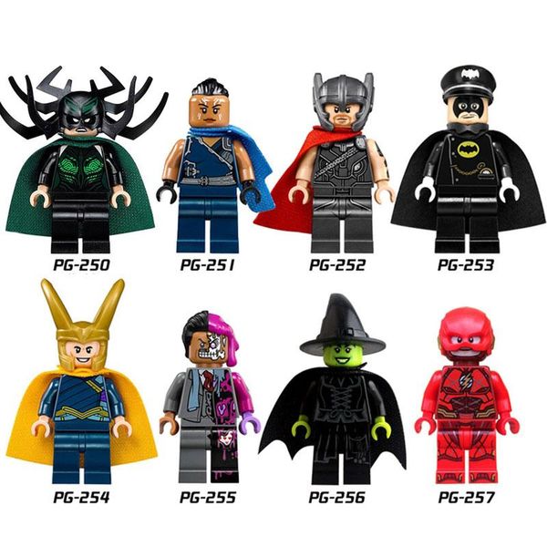 Mix Super Heroes Minifig Loki Flash Thor Valkyrie Hella Two Face Wizard Figure Pogo Pg8064 Mini Building Blocks Figures Legoset Legoss From - 