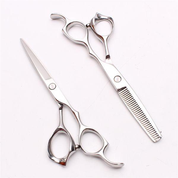 

6'' 17.5cm japan 440c silver scissors customized logo laser professional human hair shears barbers" hairdressing scissors sty