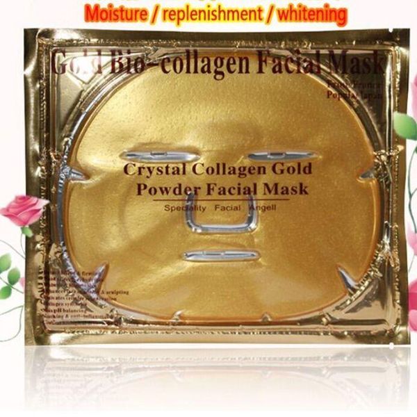 

2016 new gold bio-collagen facial mask face mask crystal gold powder moisturizing anti-aging collagen facial mask dhl