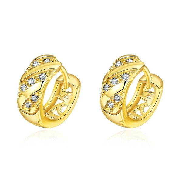 

thick huggie earrings 18k yellow gold filled womens hoop earrings newest, Golden;silver