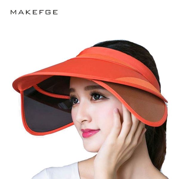 

wholesale- visor2017 new retractable visor female summer sun empty hat riding uv sun hat woman beach sun visor hat, Blue;gray