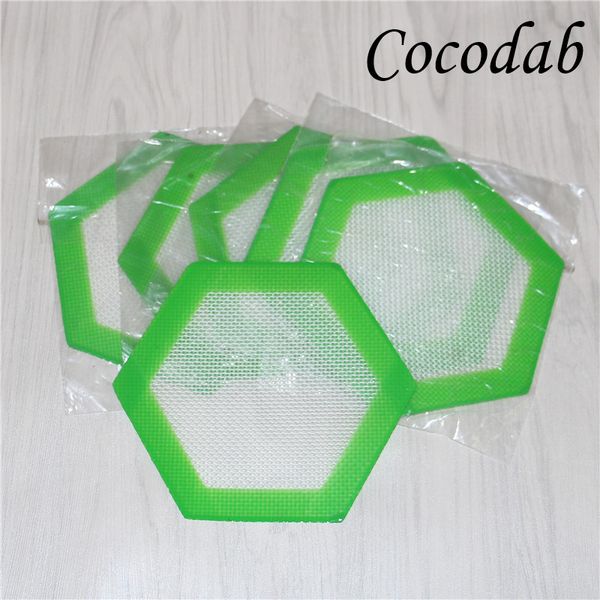 

70*70mm hexagon mat food grade silicone baking mat dabber sheets jars dab tool for silicon dabber oil containers dhl