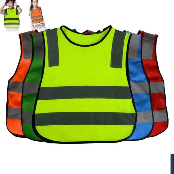 Gilet di sicurezza per bambini ad alta visibilità Gilet di sicurezza per il traffico stradale Gilet da lavoro verde riflettente Abbigliamento di sicurezza per bambini Giacca di sicurezza KKA3004