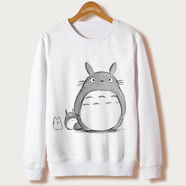 

wholesale- totoro cartoon print hoodies women clothing autumn 2017 casual sweatshirt kawaii femme japanese full sleeve white o-neck hooded, Black