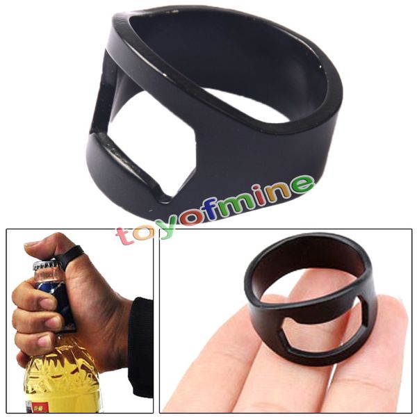 

бар инструменты новый нержавеющей стали кольцо пальца открывалка для бутылок вина пиво бар инструмент черный высокое качество