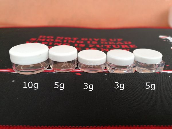 Plastik balmumu konteyner yuvarlak ve kare şekli 3g 5g 10g makyaj silikon kaplar kutusu şeffaf makyaj çantası dab dabber kavanozlar alet saklama