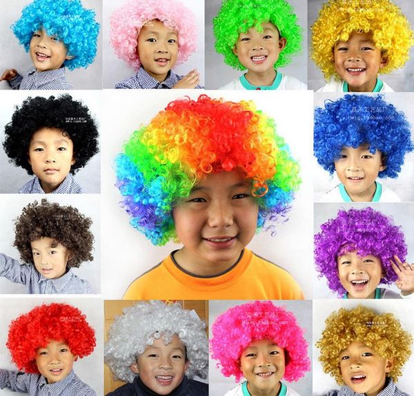 New Unisex Clown Fans Carnevale Parrucca Disco Circus Fancy Dress Party Addio al celibato Fun Joker Costume per bambini adulti Parrucca capelli ricci afro oggetti di scena per feste