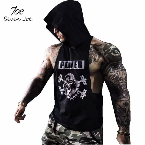

wholesale-seven joe.bodybuilding stringer hoodies gym stringer hoodie fitness brand tank men clothing cotton pullover hoody, White;black