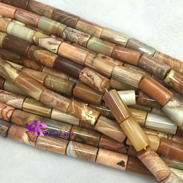 

wholesale natural genuine brown yellow botswana agate fortification onyx tube loose beads barrel column beads 15.5" 04274, Black