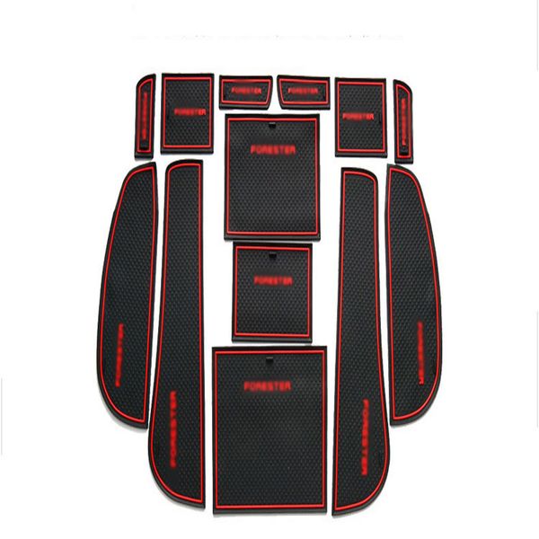 

13pcs non-slip rubber interior car door armrest storage panel mat cup holder slot pad cover sticker for subaru forester 2009-2012