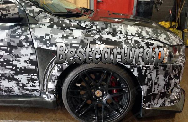

white urban night digital tiger camo vinyl car wrap with air bubble pixel camouflage graphics car sticker film size 1.52x30m/ 5x98ft