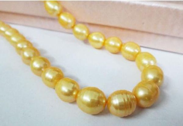 

huge 18"11-13mm south sea golden pearl necklace 14k, Silver