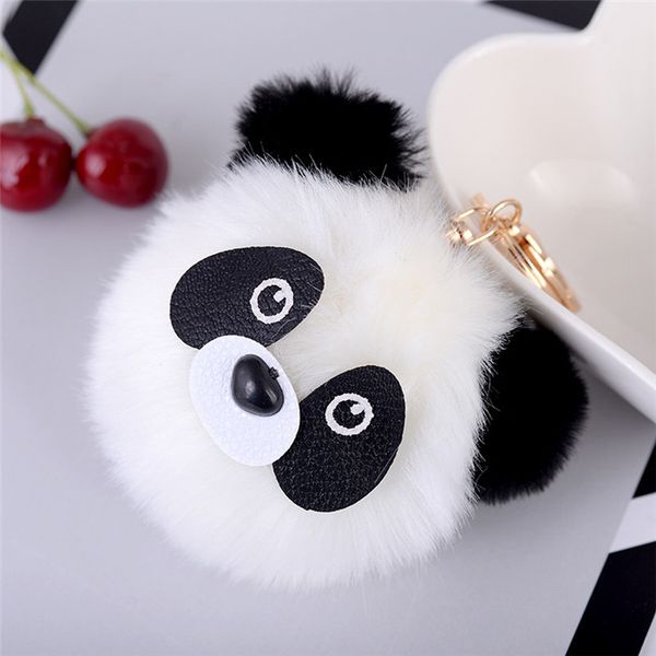 

cute faux rabbit fur ball keychain fluffy bear bag charm monster llaveros mujer chaveiro key ring holder pendant bearcat gifts, Slivery;golden