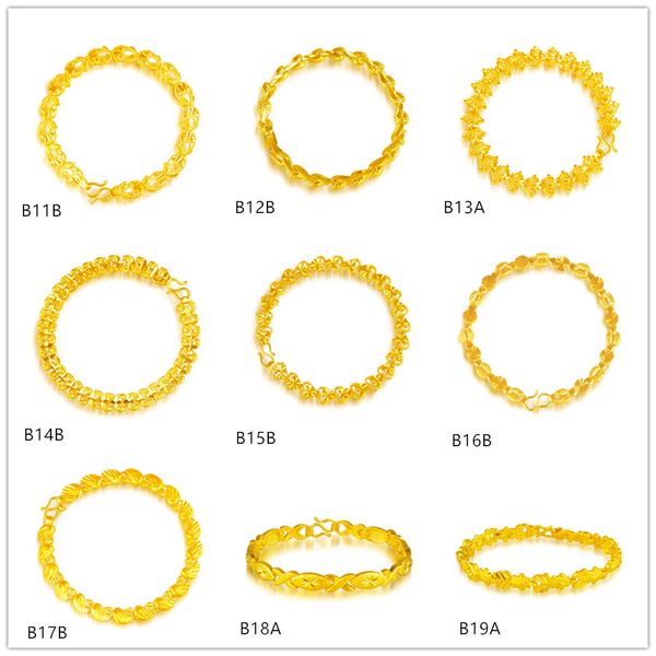 

x shape swan round yellow gold bracelets 6 pieces mixed style gtkb4,brand new high grade fashion women's 24k gold bracelet, Black