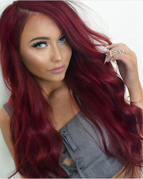 Dark Red Full Lace Human Hair Wig For Balck Women Malaysian Burgundy Human Hair Wig Body Wave Lace Front Wigs Color 99j Canada 2019 From Hotwig Cad