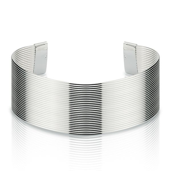 

rellecona original design 28 threads sterling silver cuff bangle bracelet, White