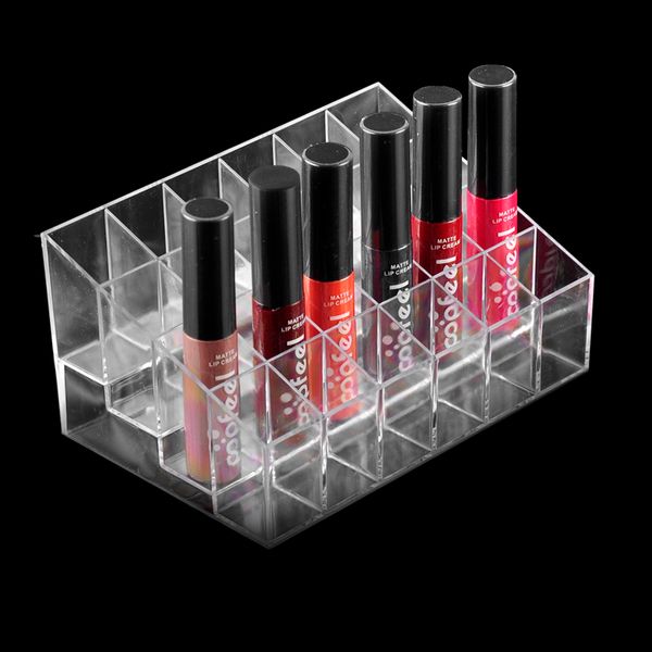 

24 lipstick holder display stand clear acrylic cosmetic organizer makeup case sundry storage makeup organizer organizador brand ship