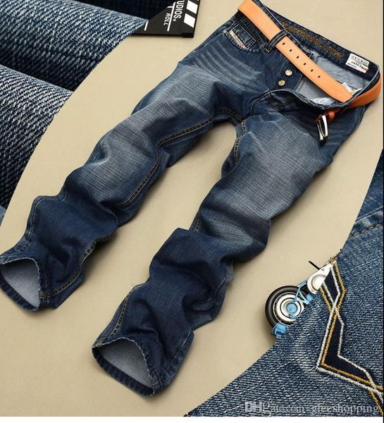 

brand men jeans fashion ripped jeans men straight fit jeans ,size 28-40, Blue