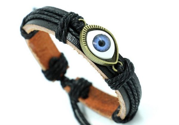 

vintage leather bracelets turkey blue eyes bracelets gifts for lovers hand jewelry korean style, Golden;silver