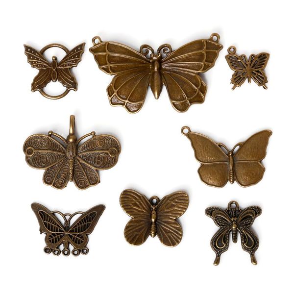 

new 30pcs/lot zinc alloy antique bronze plated butterfly charms vintage tibetan pendants diy bracelet necklace jewelry making, Bronze;silver