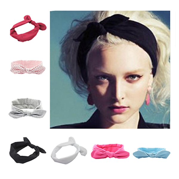 

women yoga bow hairband turban hairwear knotted rabbit hair band headband easy #r48, Black;brown
