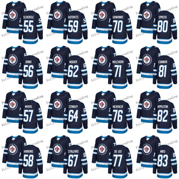 

Winnipeg Jets 55 Mark Scheifele 56 Marko Dano 57 Tyler Myers 81 Kyle Connor Mason Appleton Peter Stoykewych Sami Niku 2018 Season Jersey