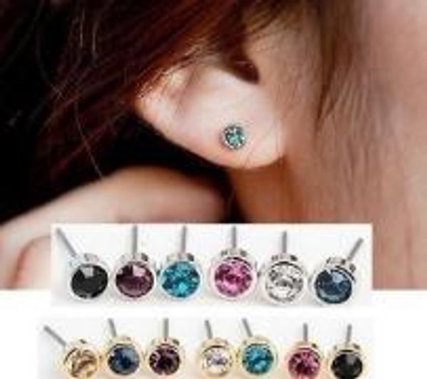 

low price, simple round colorful diamond earring, fashion noble and beautiful, comfortable, no fade, Golden;silver
