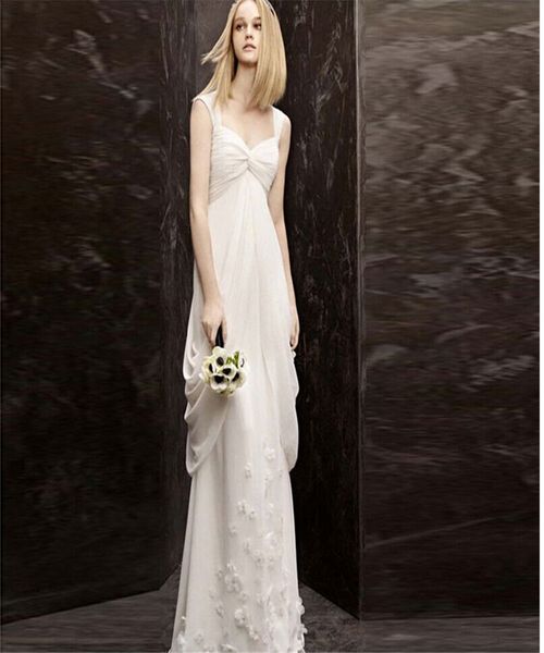 2016 Modest Chiffon Wedding Dresses Sweety Spaghetti Empire