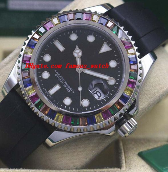 

luxury watches rainbow diamond 18k white gold 116695sats new in box automatic fashion brand men's watch wristwatch