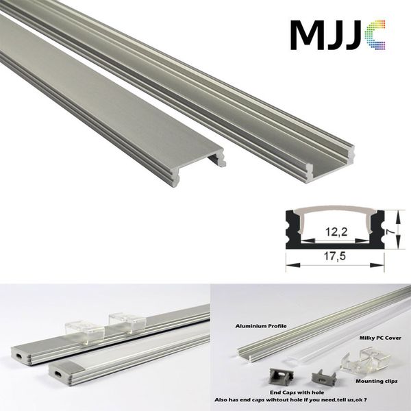 MJJC-LP1707 1 M conduziu o perfil de alumínio Transparente Milky Fosco Tampa Do PC para LED Tira Flexível LED Tira Rígida de até 12mm de largura