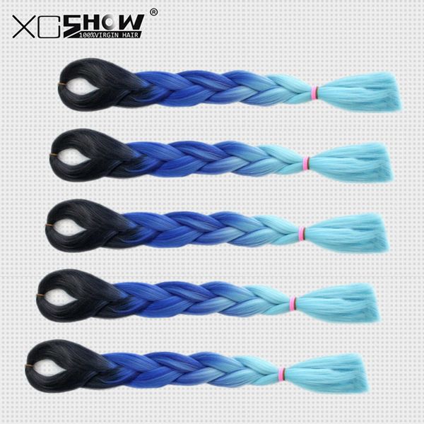 Black Blue Aqua Transitional Kanekalon Jumbo Braid Dreads Ombre
