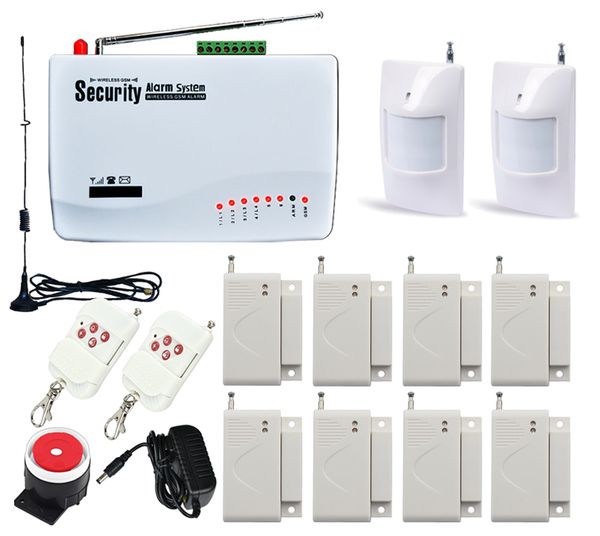 

wireless home security burglar gsm alarm system auto dialer sms sim call (built-in battery) dual antenna 8x window alarm 2x infrared alarm