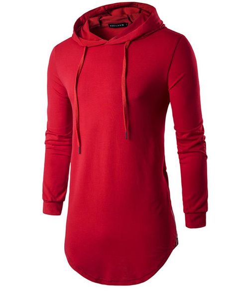 

long t-shirt men hooded zipper design solid color men sport t shirt cotton breashable brief stylish 2017 fashion, White;black