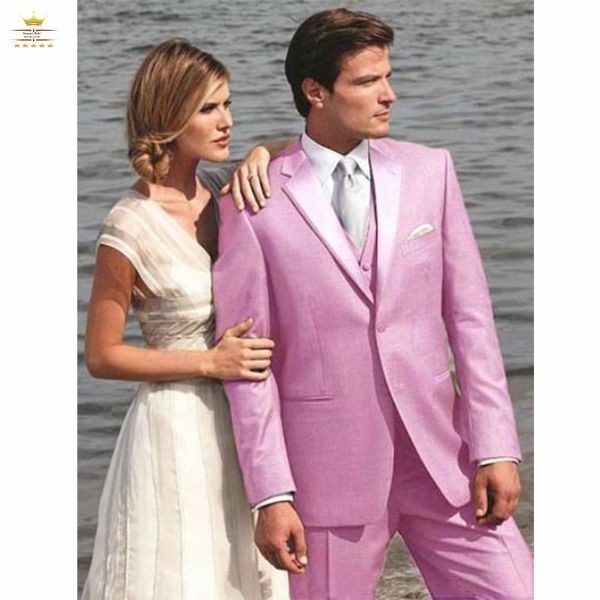 

wholesale-two button pink groom tuxedos groomsmen men's wedding prom suits custom made (jacket+pants+vest+tie) k:15, White;black
