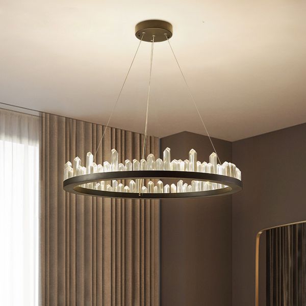 

modern crystal chandeliers american round chandelier lights fixture led dimmable lamps dining living room indoor lighting 3 years warranty