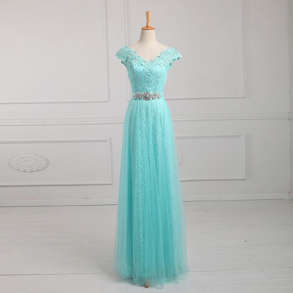 увенчанный v шеи кружева тюль вечернее платье с кристаллом 2016 зашнуровать вечерние платья длинные, Black;red