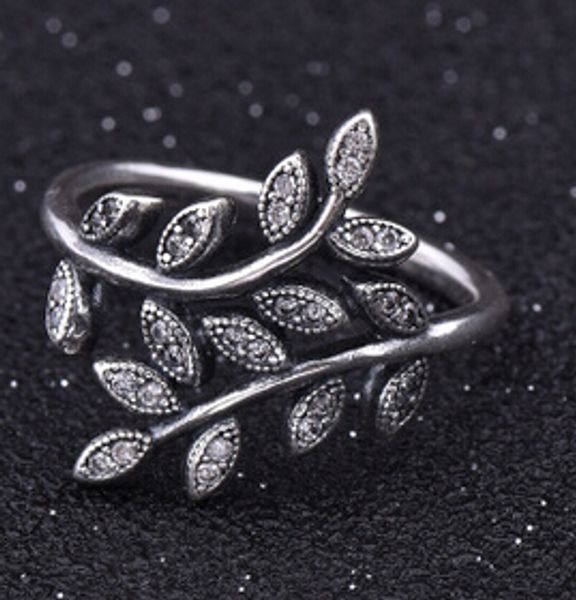 

leaf crystal ring for women 925 silver plated cute girl korean style jewelry fashion gift wholesale good quality, Golden;silver