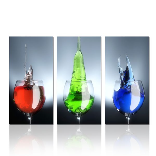 2019 3 Panel Wine Glass With Colorful Beverage Wall Art Print Canvas Dropship Print Home Decor For Living Room And Bedroom Decor Home Decoration From