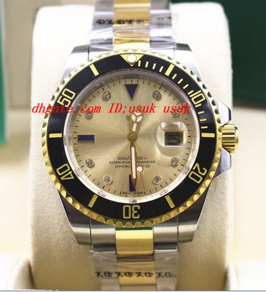 

luxury watches 116613 mens 18k/ss diamond dial 40mm black ceramic bezel automatic mens watch men's watch wristwatch, Slivery;brown