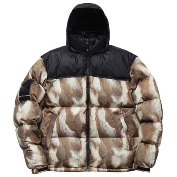 

13fw t x sup down jacket fur print nuptse coats couple coat winter outerwear fashion s~ hfyrf001, Black
