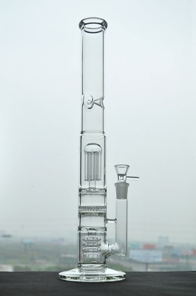 Echtes Bild gerade Glasbongs Armbaum Perc Wabe und Duschkopf Percolator Dickes Glasrohr Wasserrohr Funktionales großes Rohr