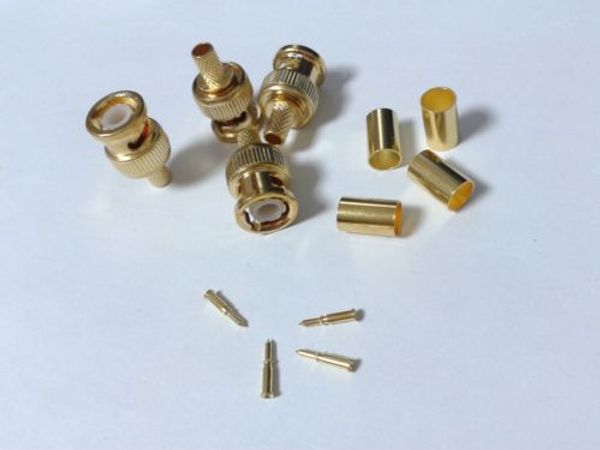

20pcs gold plated crimp on bnc male rg59 coax coaxial adapter for cctv camera