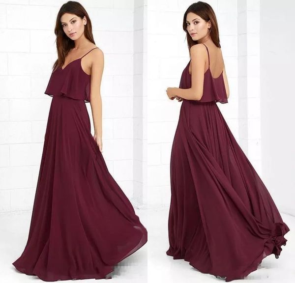 

burgundy 2017 fashion bohemian bridesmaid dresses spaghetti a line floor length maid of honor gowns formal wedding guest dresses custom, White;pink