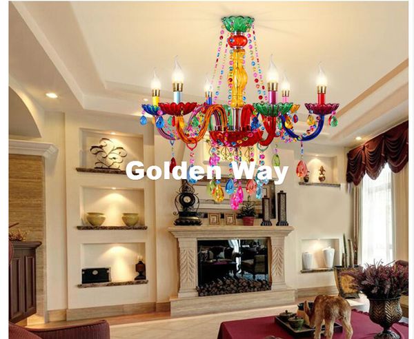 

Бесплатная доставка красочные хрустальные люстры современный кулон люстры de cristal украшения Тиффани подвески и люстры освещение