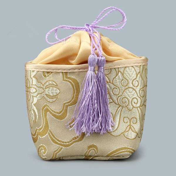 Borsa a secchiello piccola con coulisse artigianale patchwork Borse regalo per gioielli Custodia da viaggio Bustina di broccato di seta Bustina di lavanda Bustine di tè Custodia per imballaggio